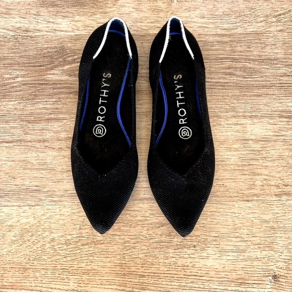 Rothy's Shoes - Retired Black pointed toe Rothy’s with white trim